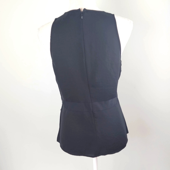 BANANA REPUBLIC WOMEN'S SLEEVELESS TIERED LAYER WAVE FRONT TOP SIZE 6 BLACK - Picture 6 of 10